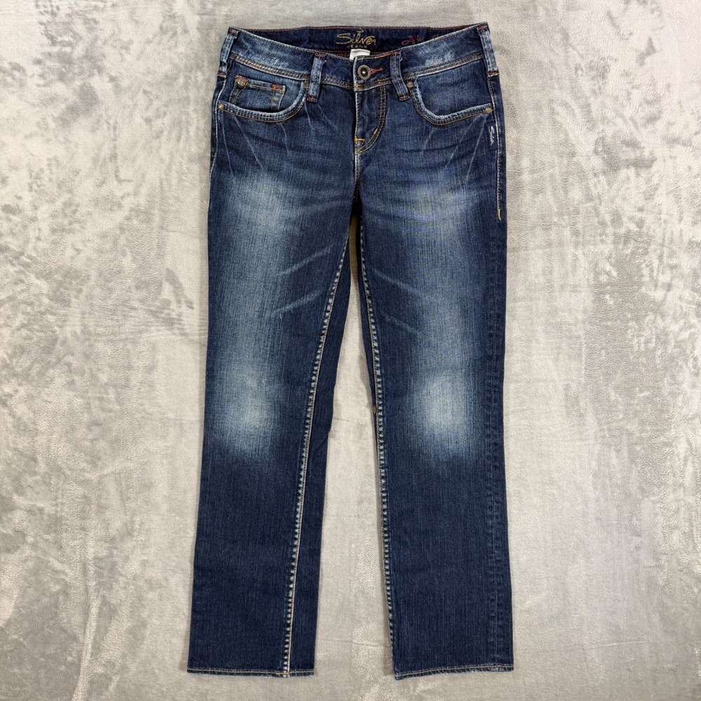 Silver Jeans Aiko Flood Jeans Women's‎ Size 25 Blue Dark Wash Straight Jeans